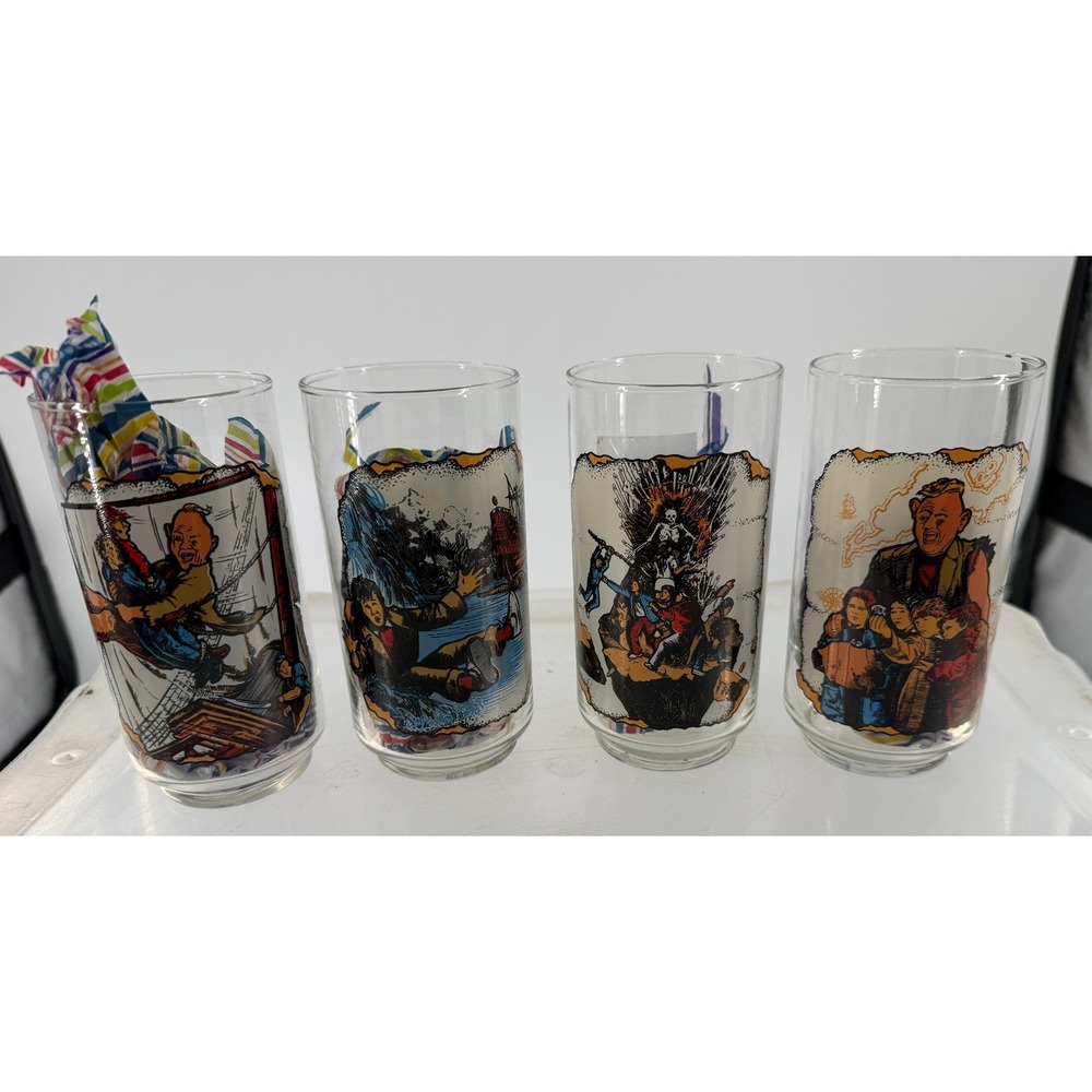 Vintage 1985 Goonies Movie Collector Promo Glasses Set of 4 Godfather s Pizza